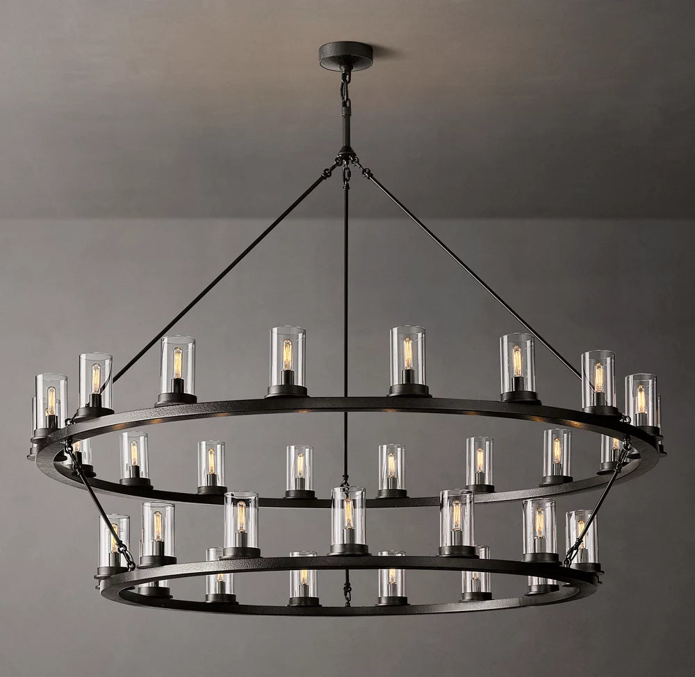 Cinderline Clear Glass Double Ring Chandelier