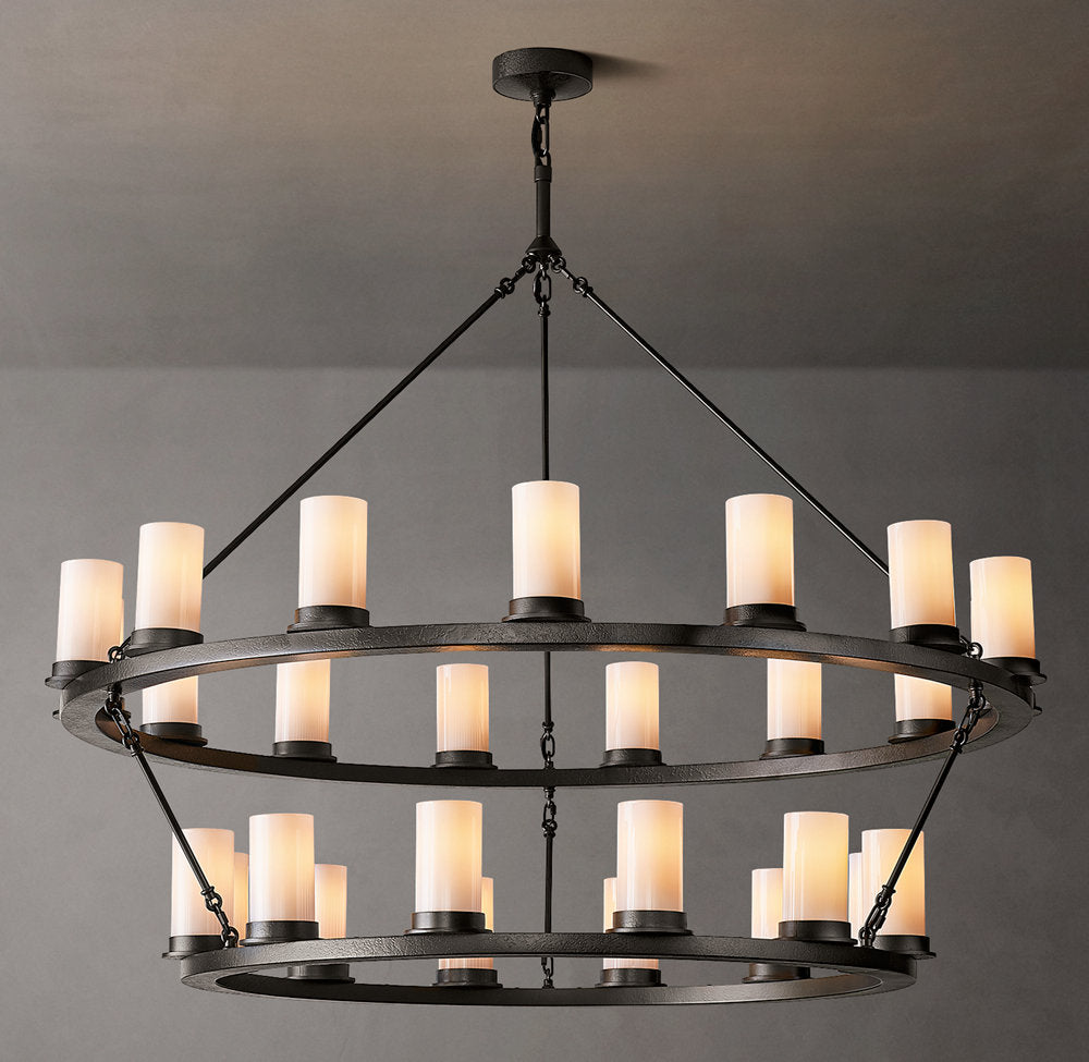 Embermist Two-Tier Milk Glass Chandelier