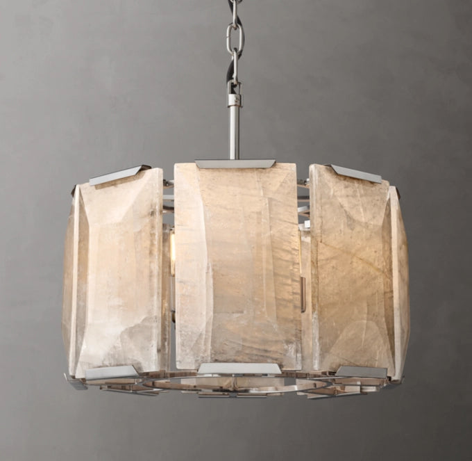 Aurelia Faceted Calcite Drum Chandelier
