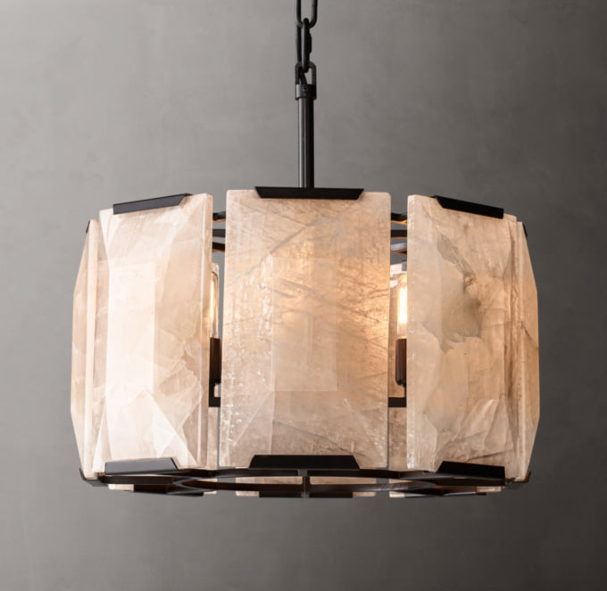 Aurelia Faceted Calcite Drum Chandelier