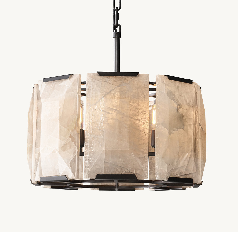 Aurelia Faceted Calcite Drum Chandelier