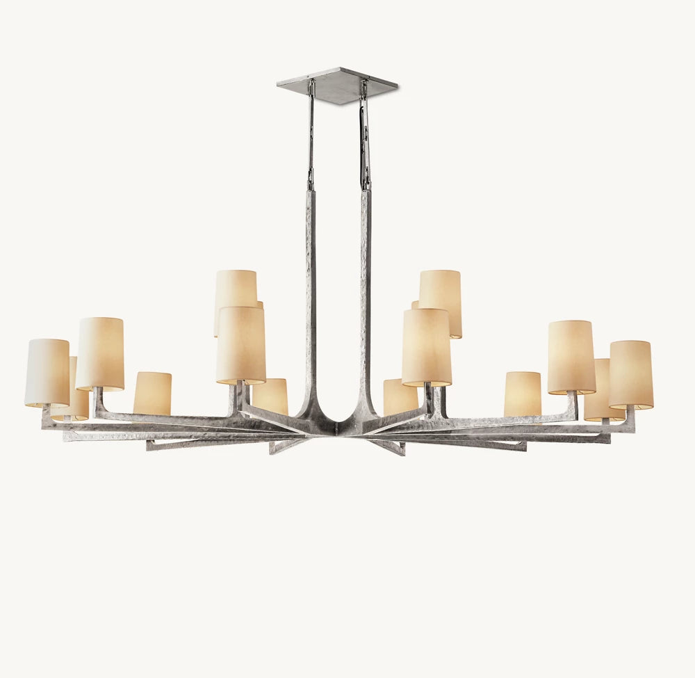Calder Hammered Metal Halo Chandelier