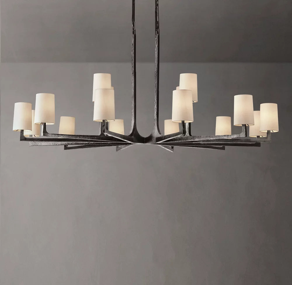 Calder Hammered Metal Halo Chandelier