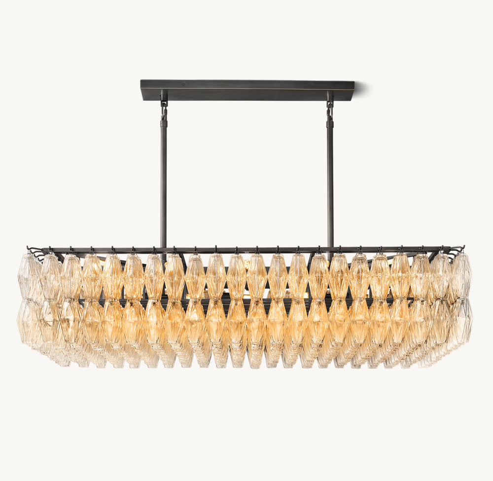 Caressa Blown Glass Rectangular Chandelier
