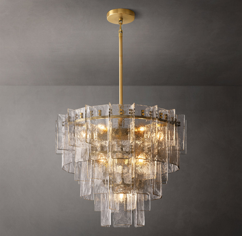 Cascade Rippled Cast Glass Chandelier