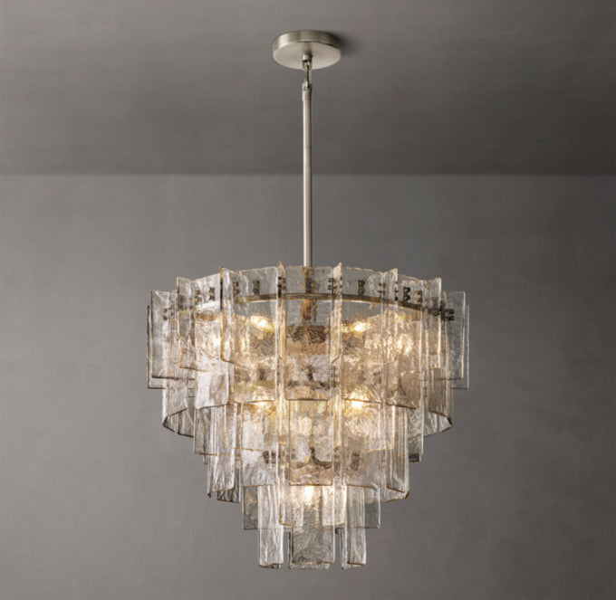 Cascade Rippled Cast Glass Chandelier