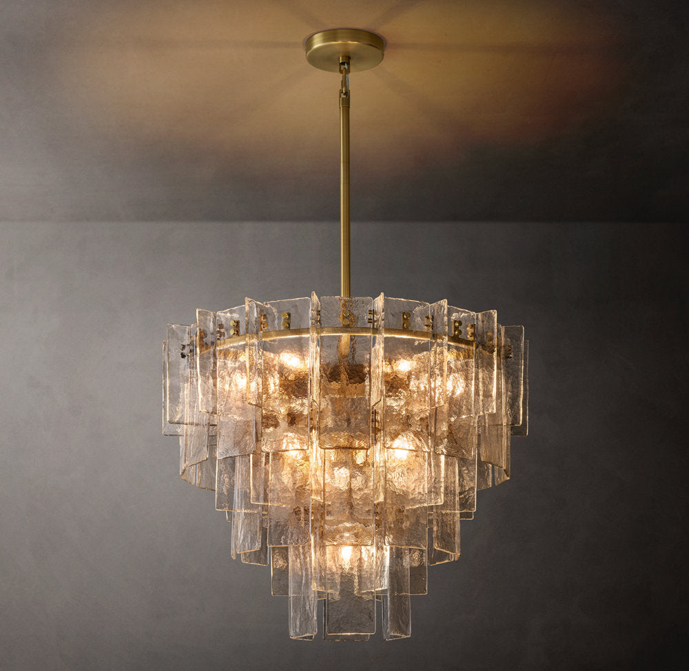 Cascade Rippled Cast Glass Chandelier