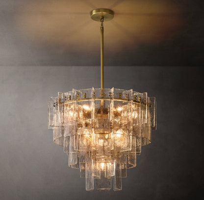 Cascade Rippled Cast Glass Chandelier