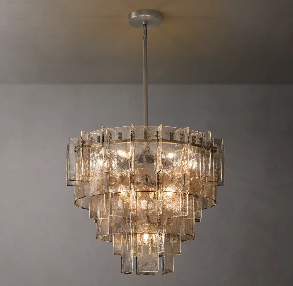 Cascade Rippled Cast Glass Chandelier