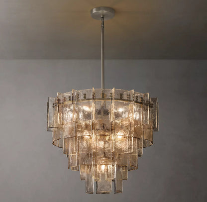 Cascade Rippled Cast Glass Chandelier