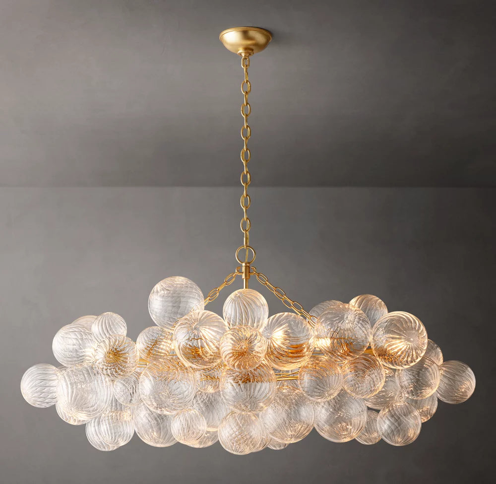 Celestine Rippled Glass Orb Linear Chandelier