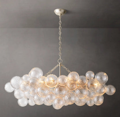 Celestine Rippled Glass Orb Linear Chandelier
