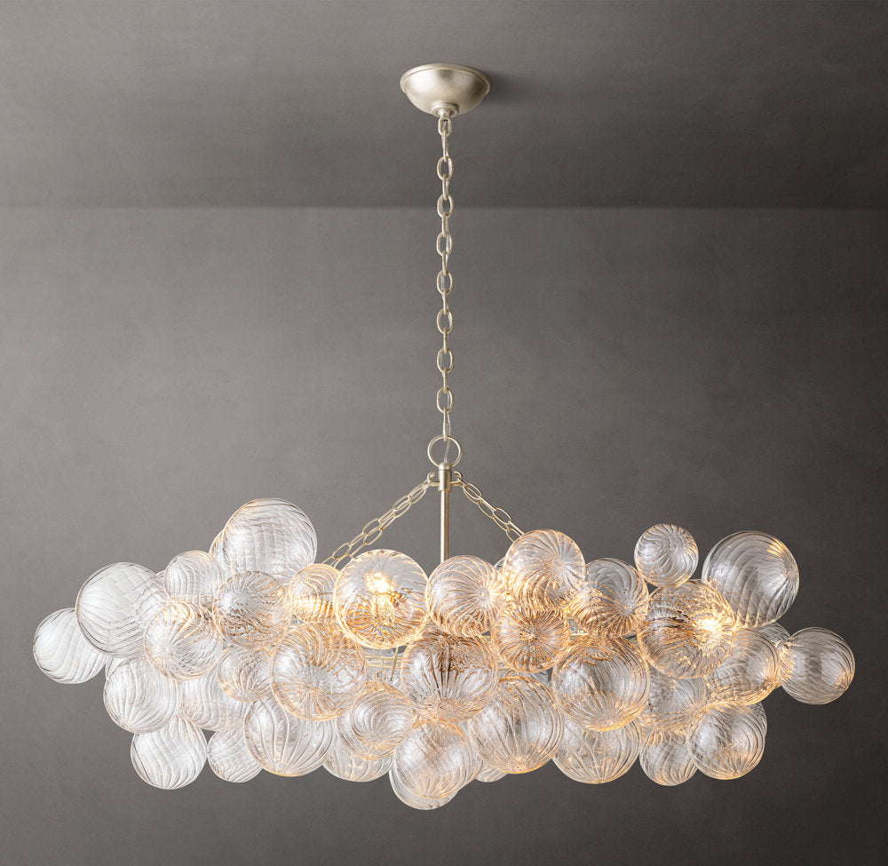 Celestine Rippled Glass Orb Linear Chandelier
