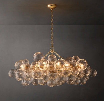 Celestine Rippled Glass Orb Linear Chandelier