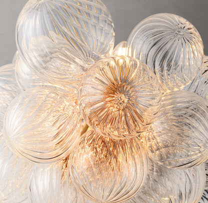 Celestine Rippled Glass Orb Linear Chandelier