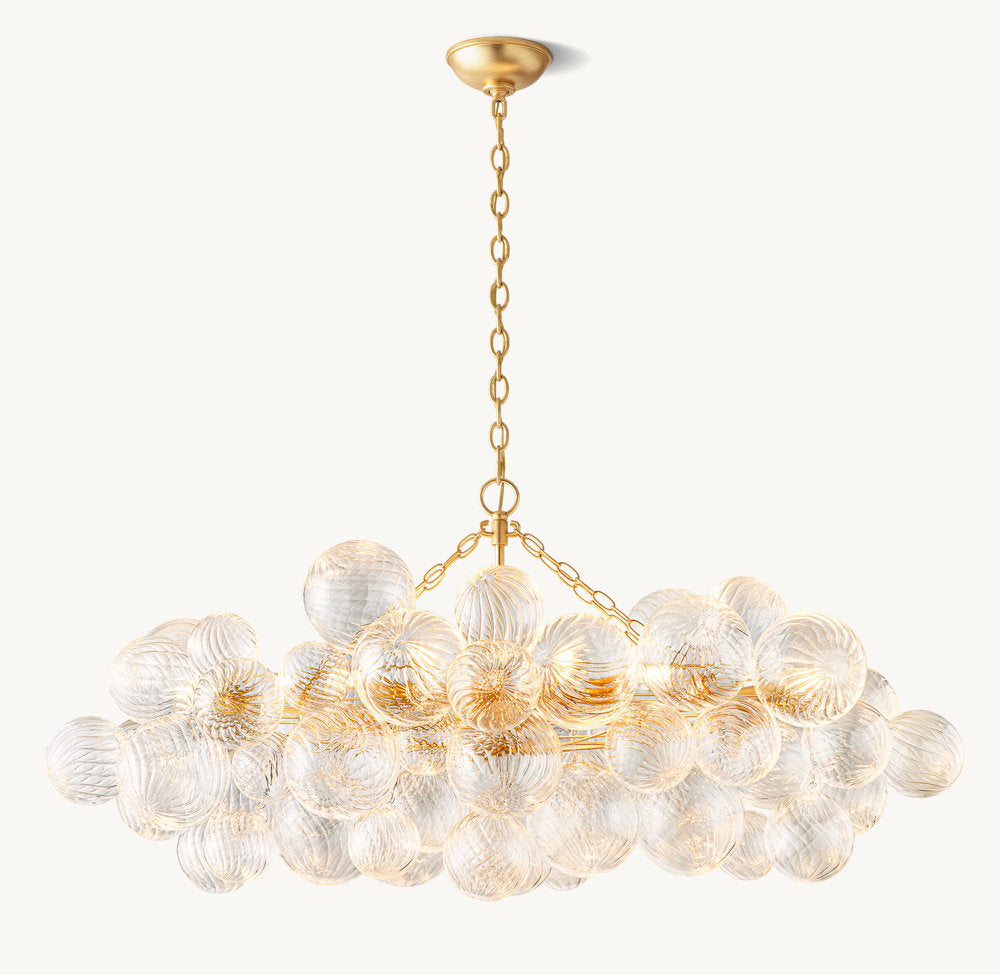 Celestine Rippled Glass Orb Linear Chandelier