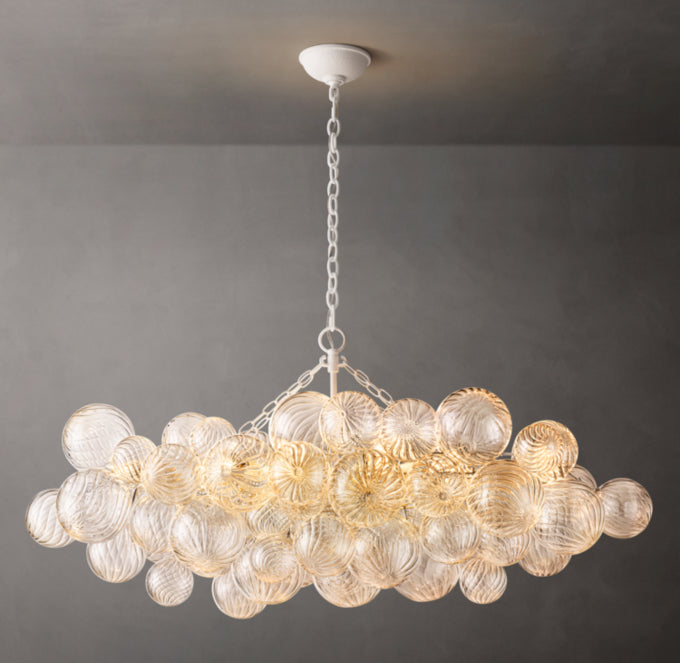 Celestine Rippled Glass Orb Linear Chandelier