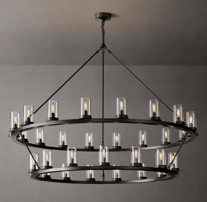 Cinderline Clear Glass Double Ring Chandelier