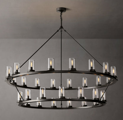 Cinderline Clear Glass Double Ring Chandelier