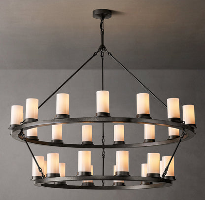 Embermist Two-Tier Milk Glass Chandelier
