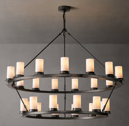 Embermist Two-Tier Milk Glass Chandelier