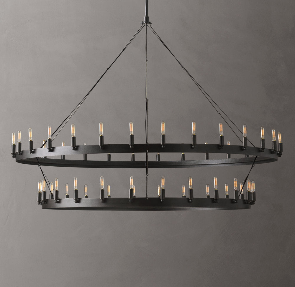 Ironcrest Double-Ring Filament Chandelier