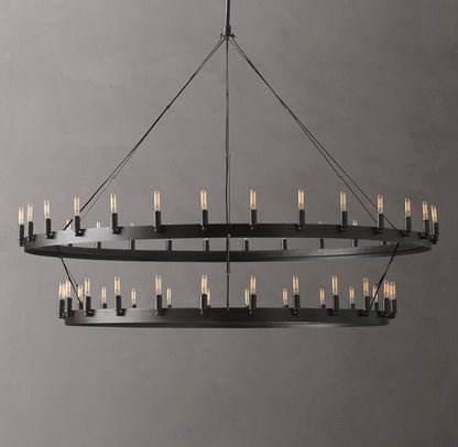 Ironcrest Double-Ring Filament Chandelier