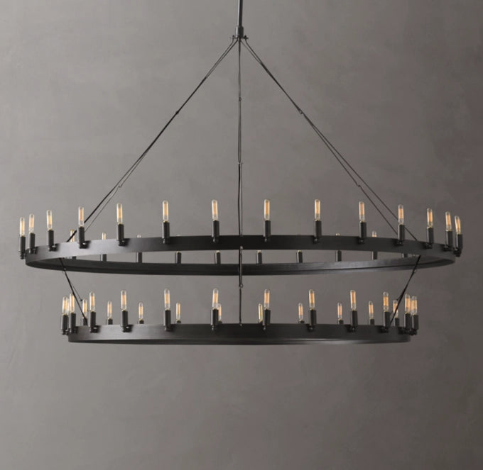 Ironcrest Double-Ring Filament Chandelier
