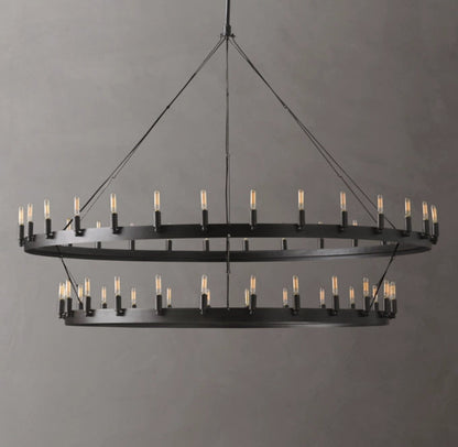 Ironcrest Double-Ring Filament Chandelier