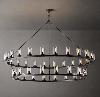 Lucent Ember Double-Ring Glass Chandelier