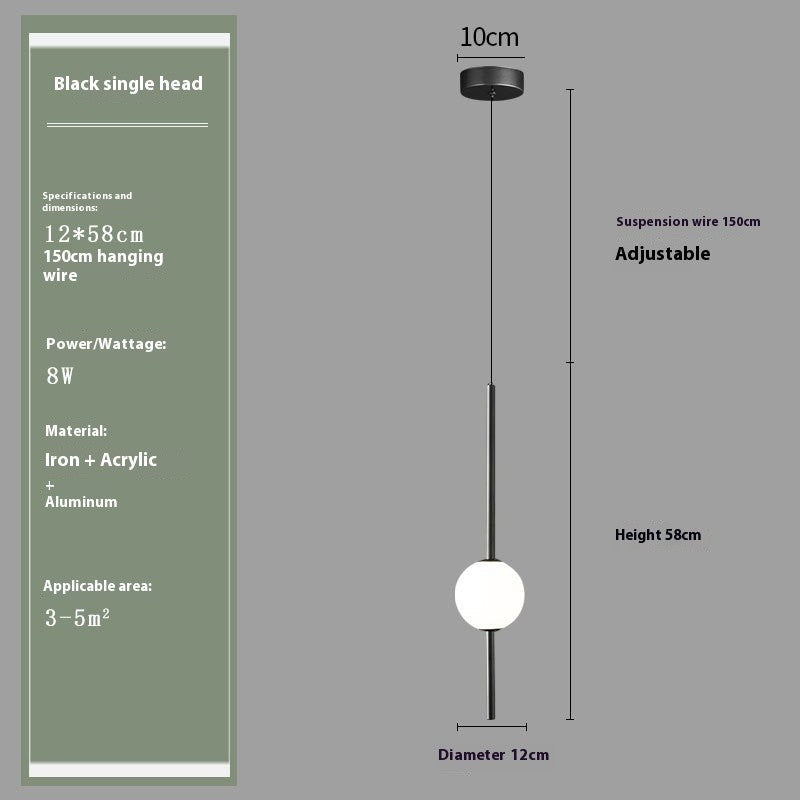 Modern Acrylic Bedside Pendant Light