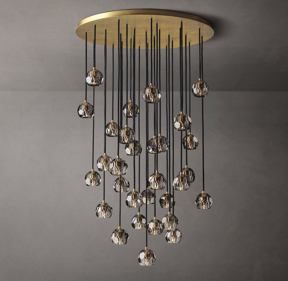Nocturne Faceted Smoke Glass Cluster Chandelier