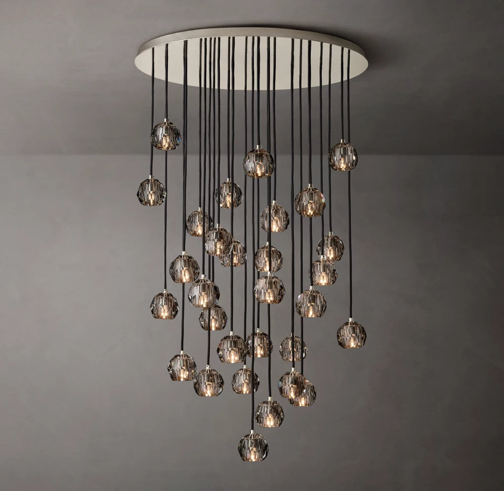 Nocturne Faceted Smoke Glass Cluster Chandelier
