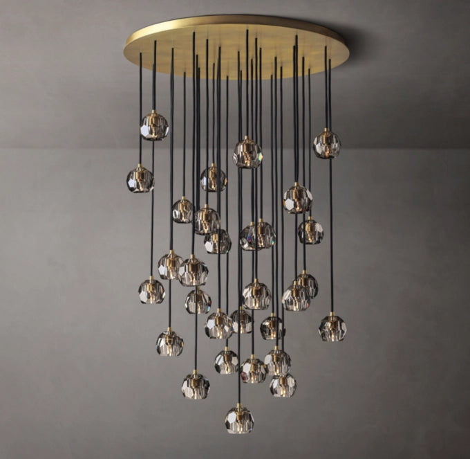 Nocturne Faceted Smoke Glass Cluster Chandelier