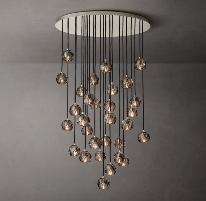 Nocturne Faceted Smoke Glass Cluster Chandelier