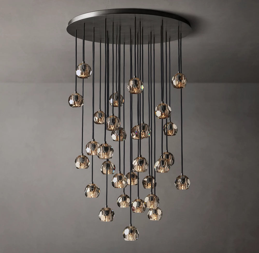 Nocturne Faceted Smoke Glass Cluster Chandelier