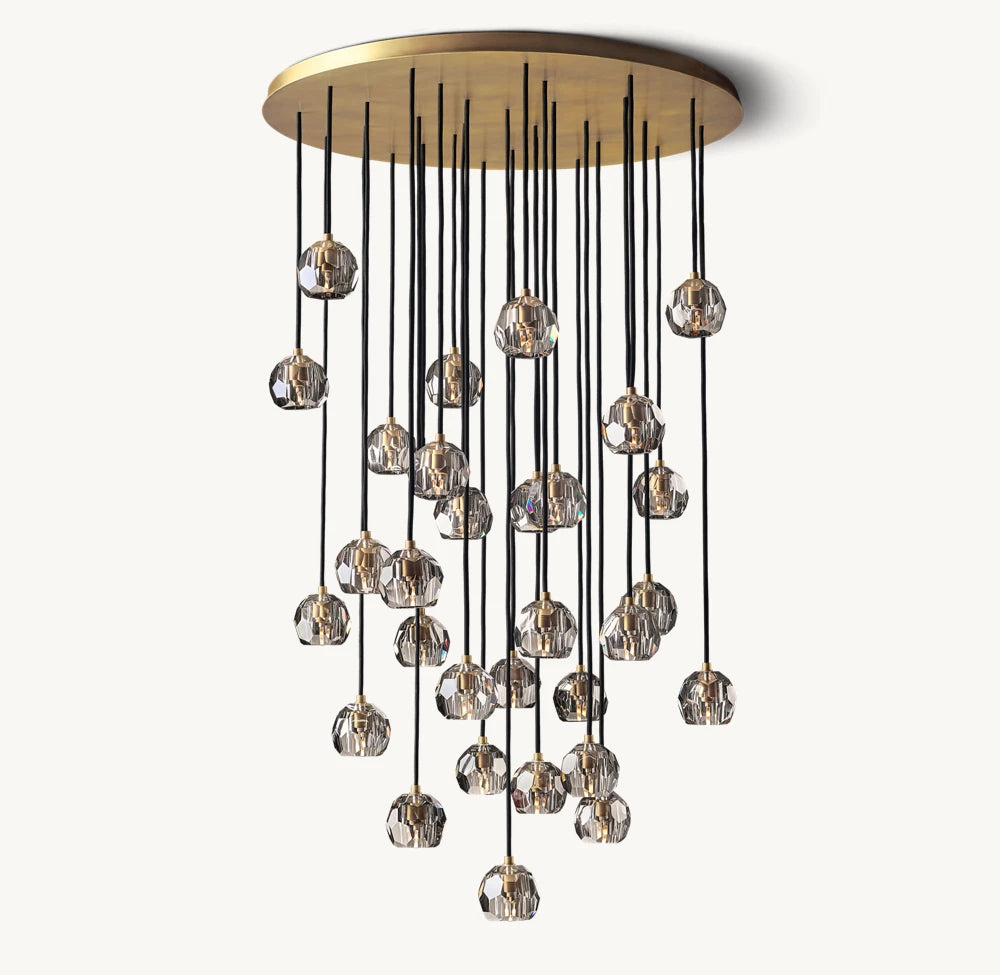 Nocturne Faceted Smoke Glass Cluster Chandelier