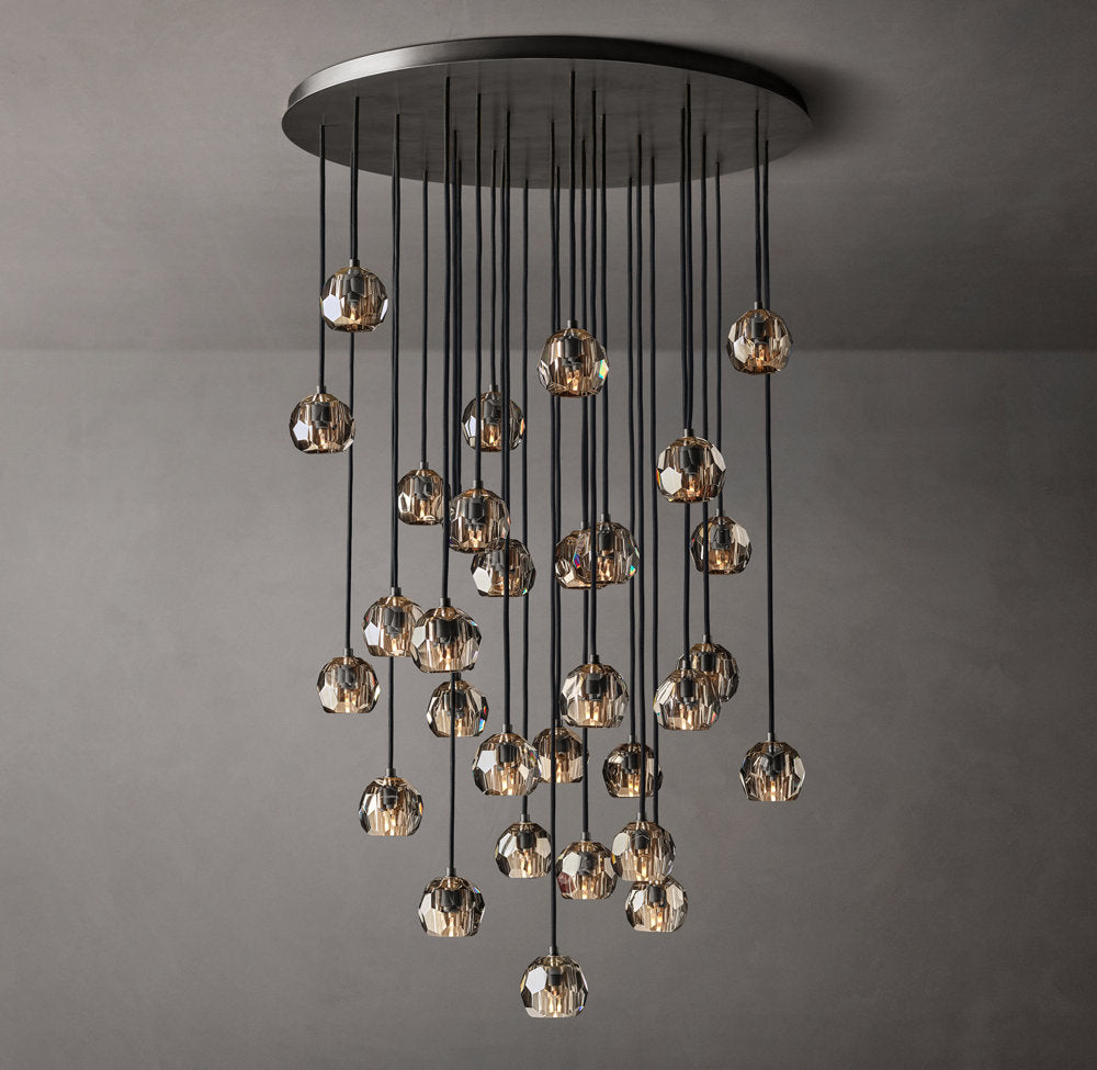 Nocturne Faceted Smoke Glass Cluster Chandelier