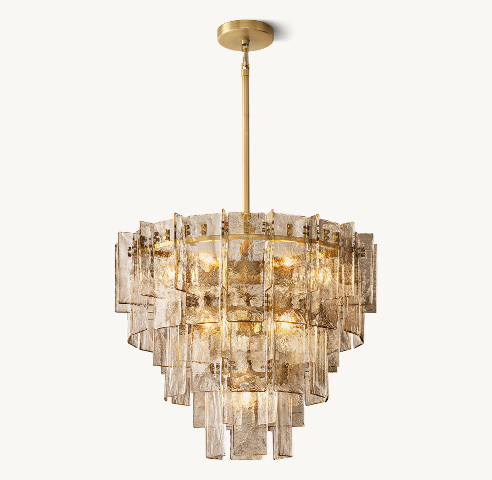 Sable Rippled Glass Tiered Chandelier