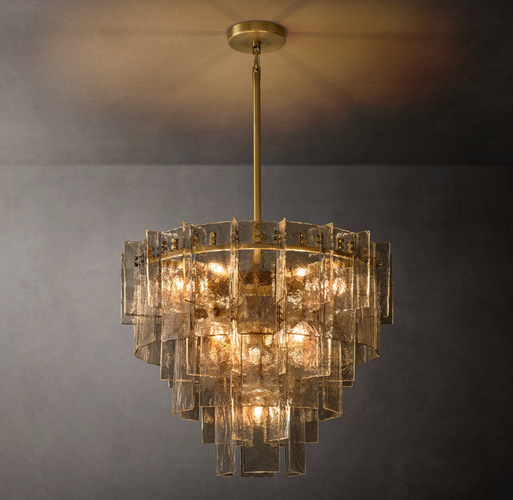 Sable Rippled Glass Tiered Chandelier