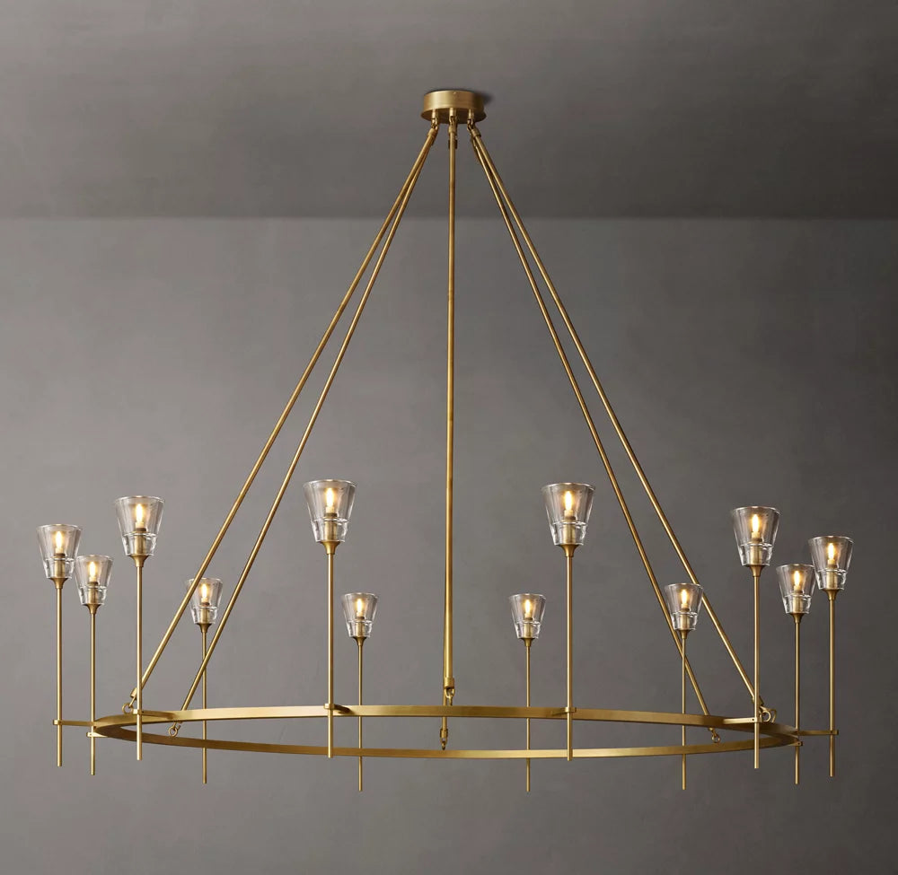 Solara Double Halo Brass Chandelier