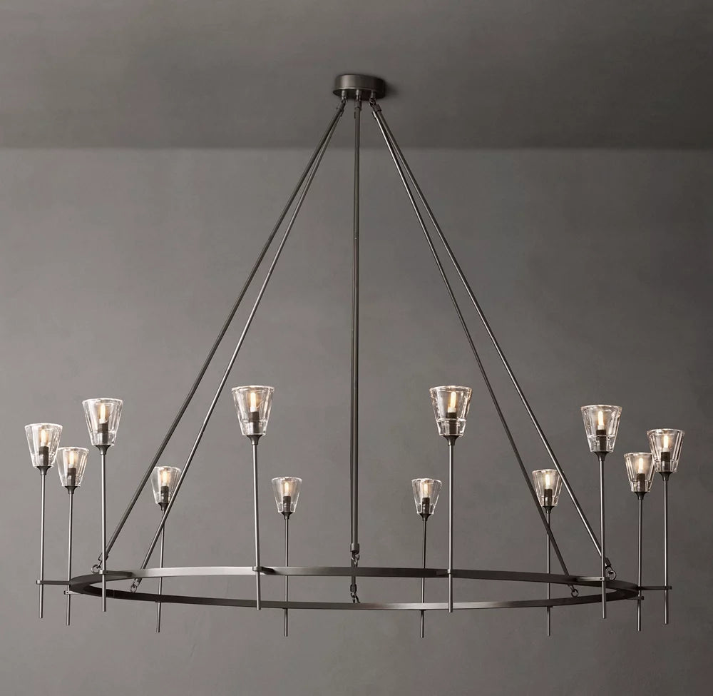 Solara Double Halo Brass Chandelier