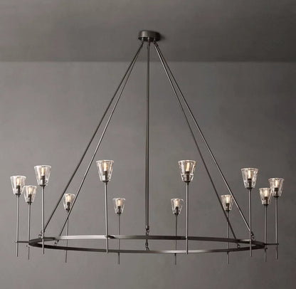 Solara Double Halo Brass Chandelier