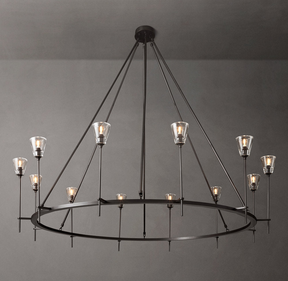Solara Double Halo Brass Chandelier