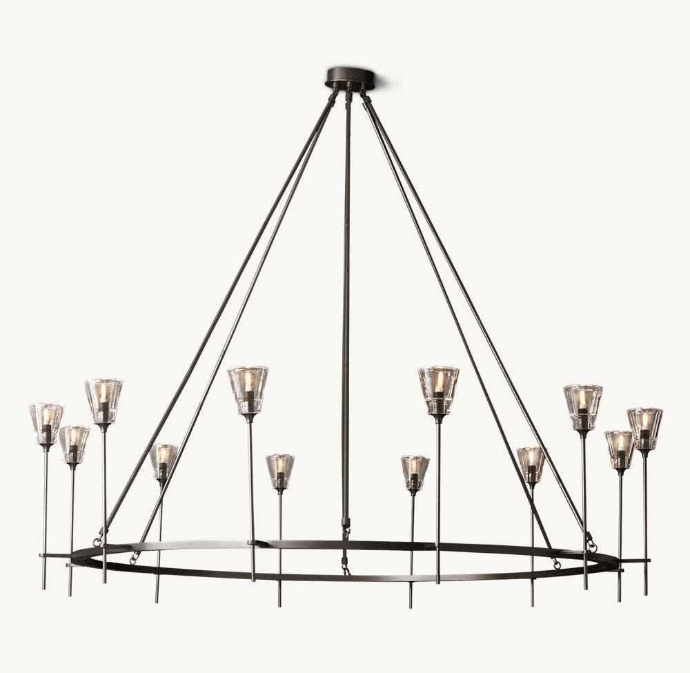 Solara Double Halo Brass Chandelier