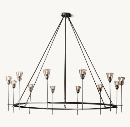Solara Double Halo Brass Chandelier