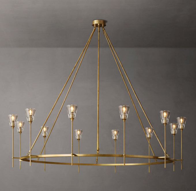 Solara Double Halo Brass Chandelier
