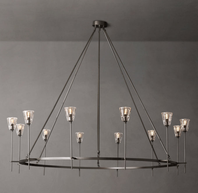 Solara Double Halo Brass Chandelier