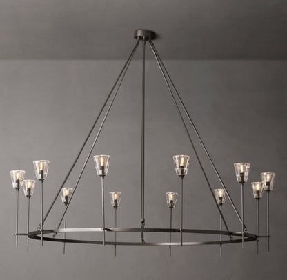 Solara Double Halo Brass Chandelier