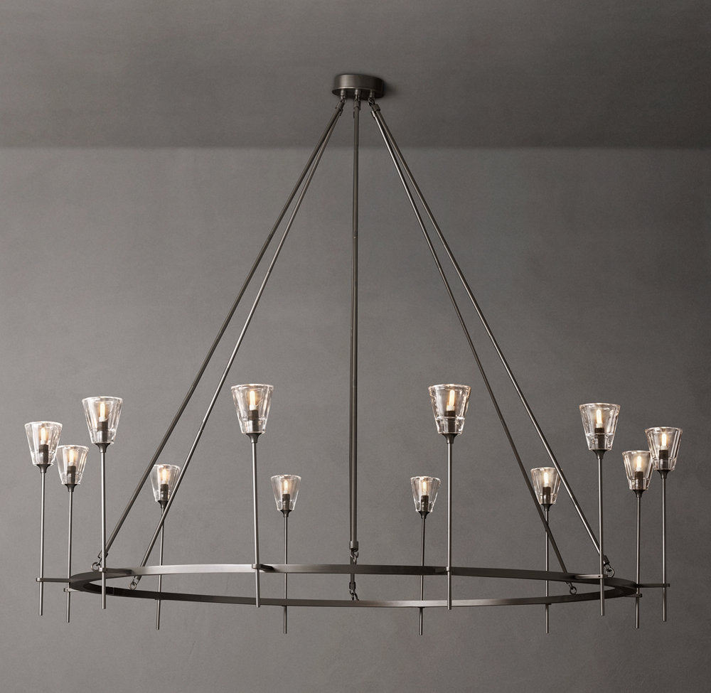 Solara Double Halo Brass Chandelier